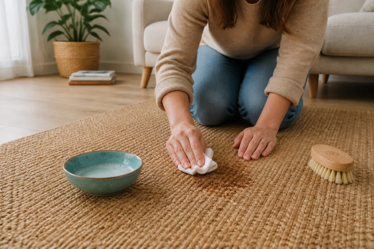 Comment nettoyer un tapis en jute avec un chiffon humide et une solution douceagext