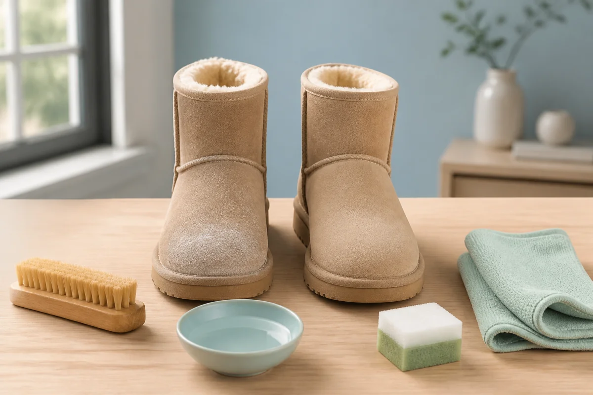 Comment nettoyer des UGG en daim avec une brosse douce, une éponge humide et un chiffon microfibre